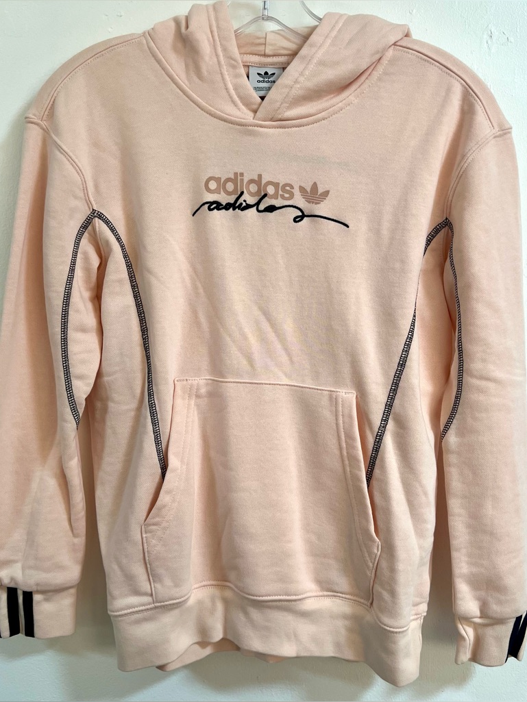 Adidas Light Peach Hoodie With Black Script Logo